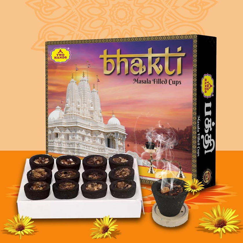 Bhakti Masala Filled Sambrani Cups / Dhoop Cup - TwoHands
