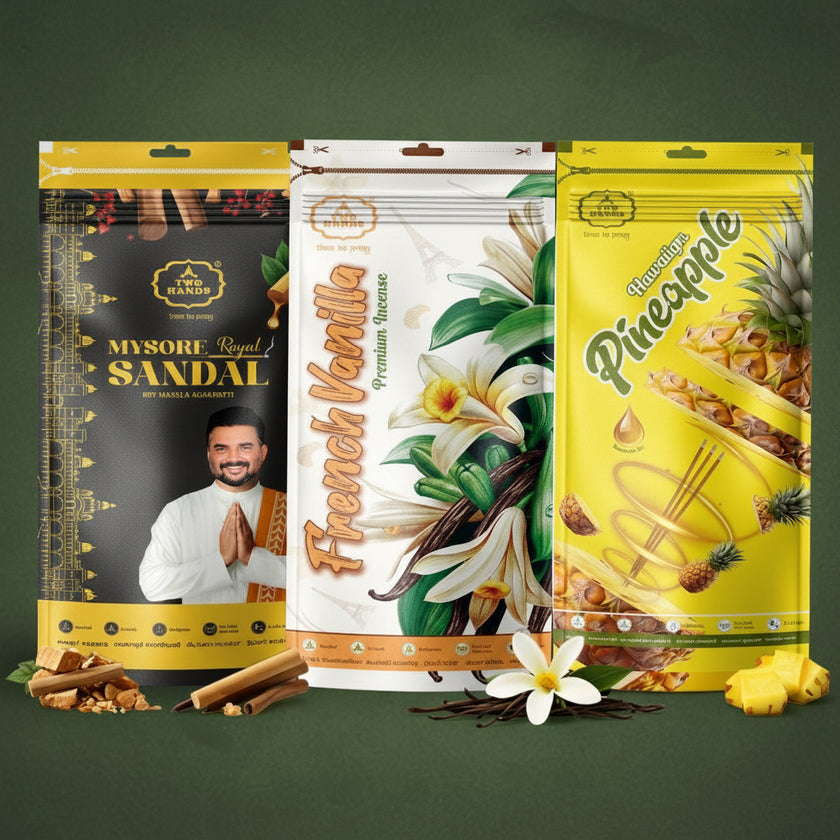 Daily Ritual Agarbatti Combo Pack of 3 | Mysore Sandal, Hawaiian Pineapple & French Vanilla Incense Sticks