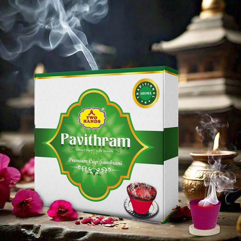 Pavithram Premium Traditional Aroma Flavour Unfilled Sambrani Cups/Empty Cups - TwoHands