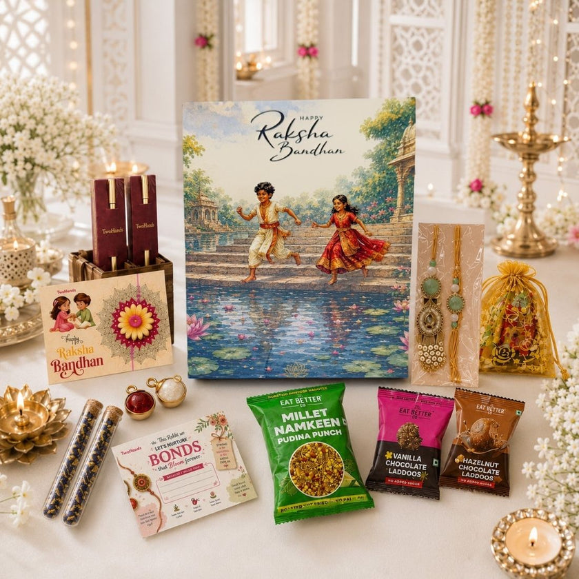 Premium Rakhi Gift Box for Brother & Sister | 12-Piece Raksha Bandhan Gift Hamper with 2 Designer Rakhi's
