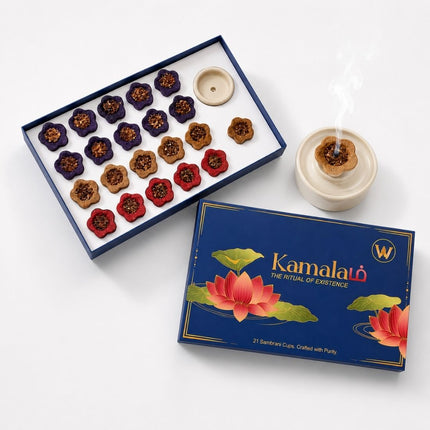 Kamalam 3-in-1 Sambrani Cups – Sandalwood, Rose & Lavender Fragrances