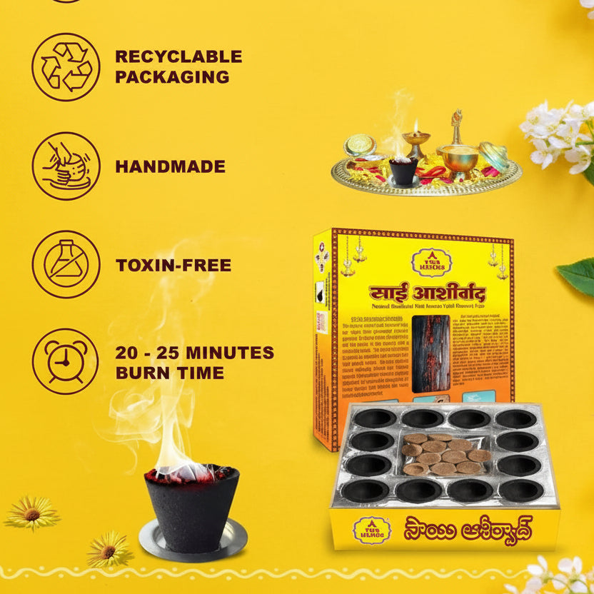 Sai Ashirwad Natural Sambrani Cups / Dhoop Cup - TwoHands