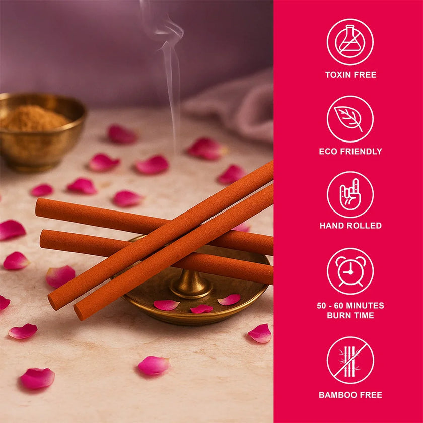 Handcrafted Rose Oudh bambooless agarbatti for home temple