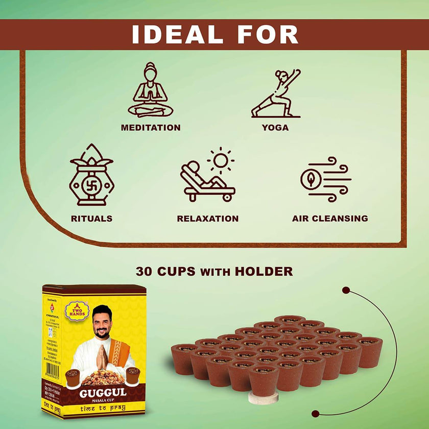 TwoHands Guggul Masala Filled Sambrani Cups / Dhoop Cup - TwoHands