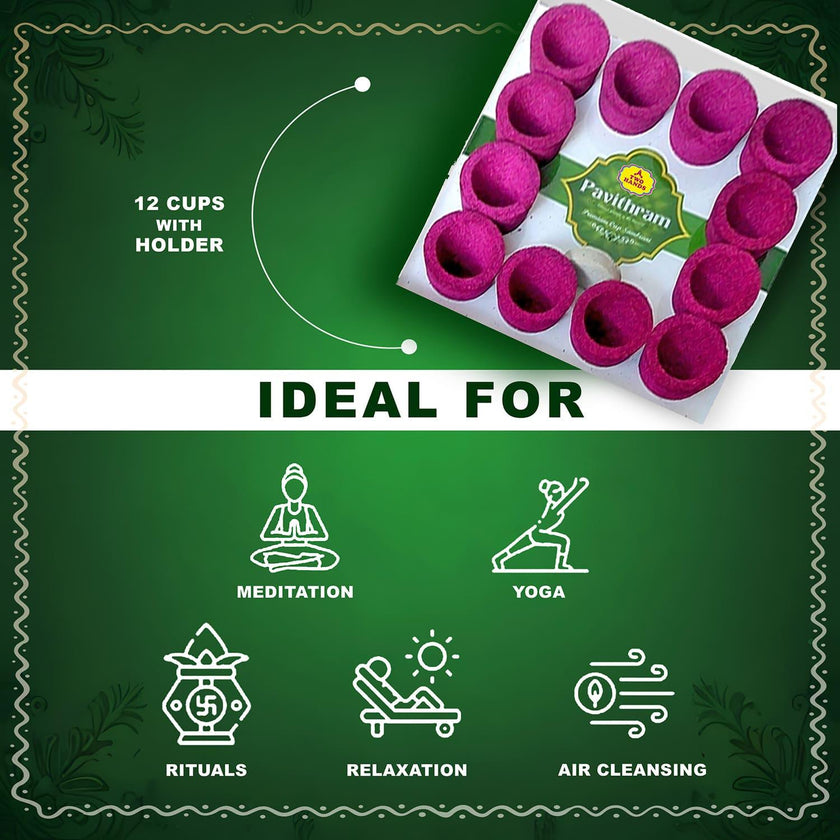 Pavithram Premium Traditional Aroma Flavour Unfilled Sambrani Cups/Empty Cups - TwoHands