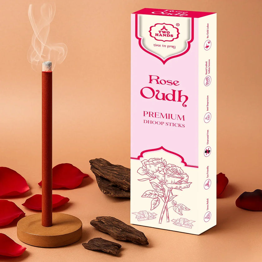 Rose Oudh Premium Bambooless Dhoop Sticks for pooja and meditation
