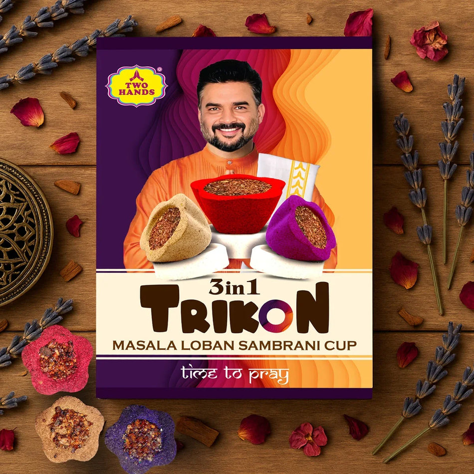 3 in 1 Trikon Masala Loban Sambrani Cups - TwoHands
