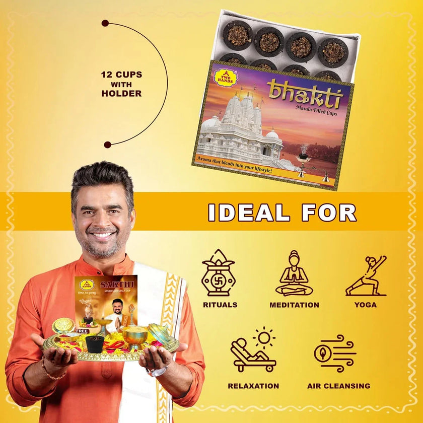 Bhakti Masala Filled Sambrani Cups / Dhoop Cup - TwoHands
