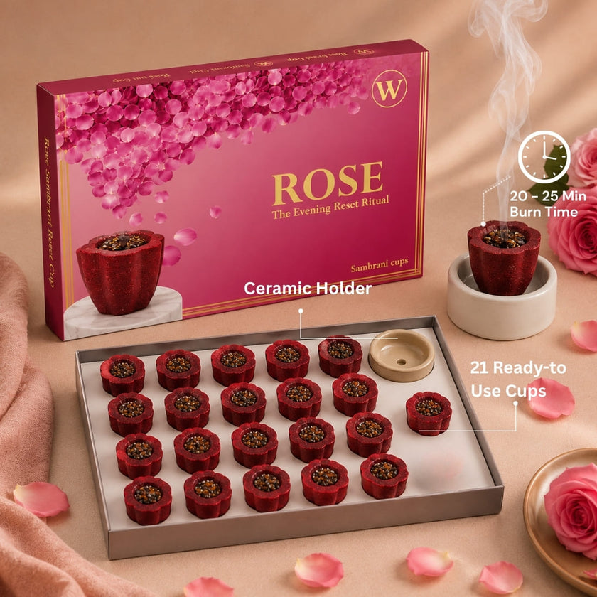 Premium Rose Sambrani Dhoop Cups(21 Cups)