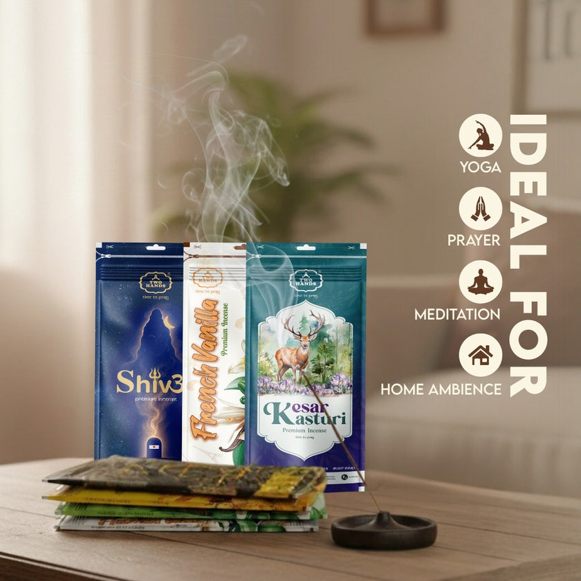 Premium 5-in-1 Incense Stick Combo | Mysore Sandal, Kesar Kasturi, French Vanilla, Pineapple & Shivom Temple Divine