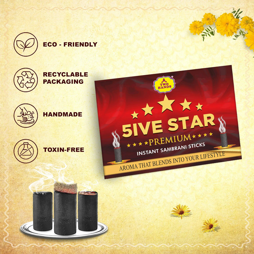 Five Star Premium Instant Sambrani Sticks(15 Sticks) / Dhoop Sticks - TwoHands