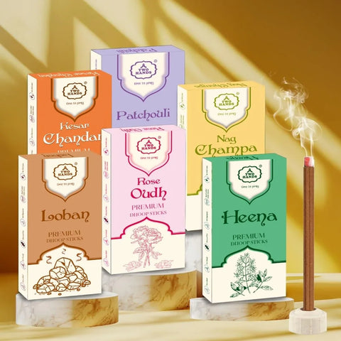 Assorted Bambooless Dhoop Sticks Combo | Pack of 6 Fragrances (20 Sticks Each) - TwoHands