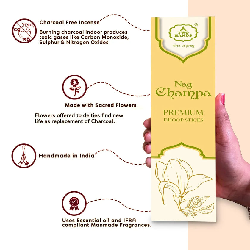 Pure Nag Champa incense sticks - bambooless dhoop for worship