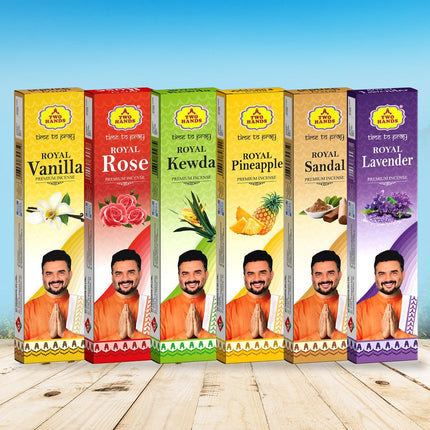 Royal Series Eco Box Premium Incense Sticks Combo (Pineapple, Sandal, Vanilla, Kewda, Rose, Lavender - 6 Pack)
