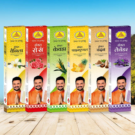 Royal Series Eco Box Premium Incense Sticks Combo (Pineapple, Sandal, Vanilla, Kewda, Rose, Lavender - 6 Pack)