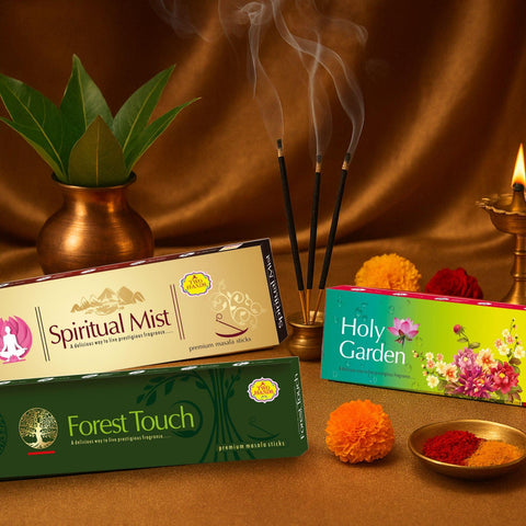 Premium Natural Masala Agarbatti 3-Combo (Forest Touch, Holy Garden, Spiritual Mist) - TwoHands
